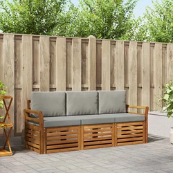 Setovi sofa 3 pcs Prirodna i svijetlo siva Čvrsto drvo akacije