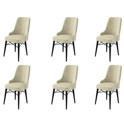 Hanah Home Set 6 trpezarijskih stolica Pare Krem-Crni