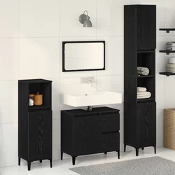 Set namještaja za kupaonicu Zidne s pohranom 3 pcs Crni hrast