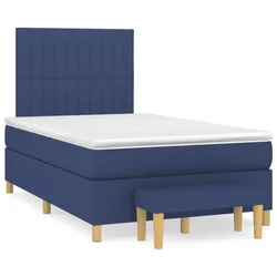 Vidaxl Box spring postelja z vzmetnico modra 120x190 cm blago