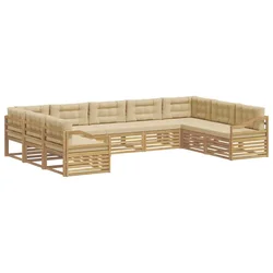 Set vanjskih sofa 9 pcs Bijela i bež 404 x 245,5 x 73 cm