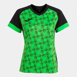 Joma Supernova III T-Shirt Manica Corta Uomo Donna, Rosa Fluorescente/Nero, Con Micro-Mesh E Scollo A V