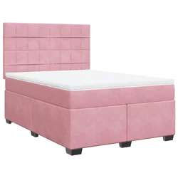 Vidaxl Box spring postelja z vzmetnico roza 140x190 cm žamet