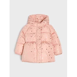 Sinsay - Prošivena puffer jakna sa kapuljačom i motivom srca - pastelno roze