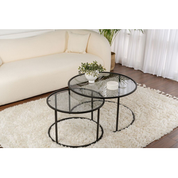 Hanah Home Klub sto-set Aurum, 60x60x39, 80x80x43cm, 2 komada, Crni