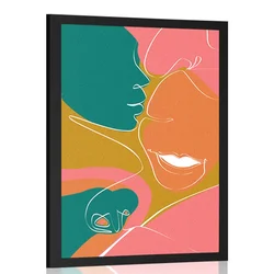 Plakat srečen par v pastelnih barvah - 20x30 silver