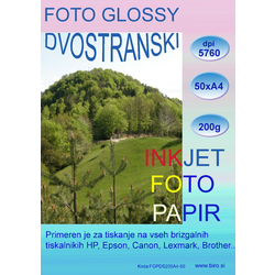 Foto Glossy dvostranski InkJet papir 200g A4x50 listov, visoke 5760 resolucije izpisa