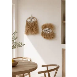 WallXpert set 2 zidna ukrasa od rafije u obliku oka DB0013, sa školjkama