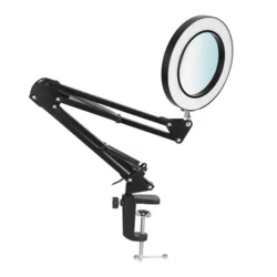 Stona LED lampa sa lupom HQ crna