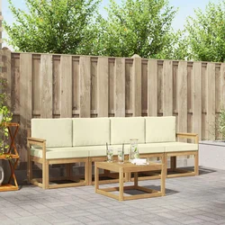 Set vanjskih sofa s jastukom 5 pcs Bijela i krem