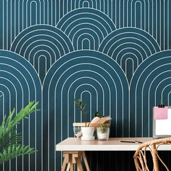 Samolepilna tapeta moder vzorec mavrice Mid-Century - 539x363