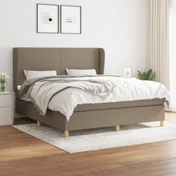 Greatstore Box spring postelja z vzmetnico taupe 180x200 cm blago