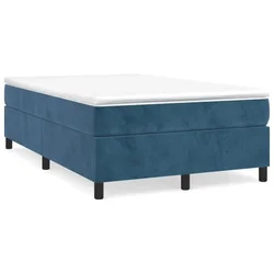 Vidaxl Posteljni okvir z vzmetmi temno moder 120x200 cm žamet