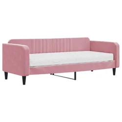 Vidaxl Dnevna postelja z vzmetnico roza 90x200 cm žamet