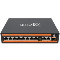 GEMBIRD GMB POE FS1010PS1 Switch, IEEE802.3af/at, 8 PoE 10/100M, 2 UP-link 100/1000M +1 SFP port,52V 120W, 3