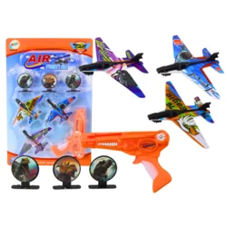 slomart Pištola izstreljevalka letal LEAN TOYS, 3 letala, 3 tarče