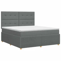 vidaXL Postelja boxspring z vzmetnico Temno siva 140 x 200 cm Blago