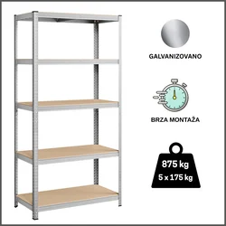ePRO polica standard 180x90x40, metal-drvo, 875kg (5x175kg)