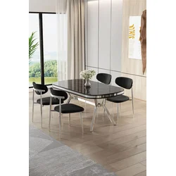 Hanah Home Trpezarijski set, 5 komada, Crni