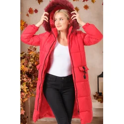 Z6706 DEWBERRY LADIES COAT-PLAIN RED