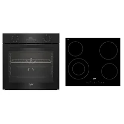 Beko Ugradni set BBSE 17321 B, Staklokeramička ploča i Električna rerna, 72 l, 4 električne zone, Crni