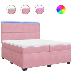 Vidaxl Box spring postelja z vzmetnico roza 200x200 cm žamet