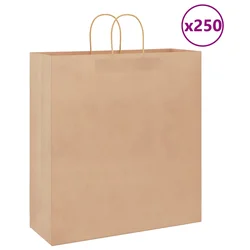 Papirnate vrećice 250 kom s ručkama smeđe 45x17x48 cm