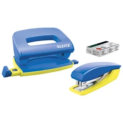 Set uredski (bušač 2 rupe 10 listova  plus  stroj za spajanje 15 listova) urbanchic leitz 55996132 plavi