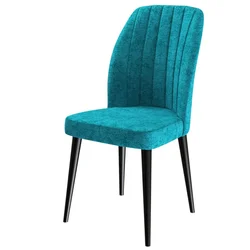 Hanah Home set trpezarijskih stolica Etra 4 kom, tirkizna tkanina Jerry, crne drvene noge