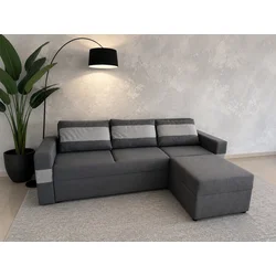 Ugaona garnitura York Plus, 156x243, desni ugao, tamno siva/svetlo siva