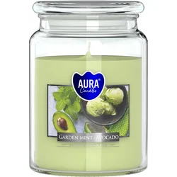 AURA Velika dišeča sveča v kozarcu MINT AVOCADO