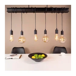 Eglo 43712 - Luster na sajli TOWNSHEND 6xE27/60W/230V crna
