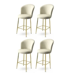 Hanah Home Set barskih stolica Alte, 4 komada, Krem-zlatni
