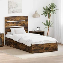 Krevet s od storage s uzglavljem Dimljeni hrast 70 x 190 cm