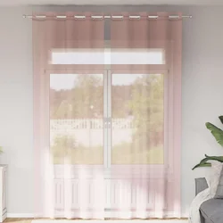 Voile zavjese s ušicama 2 kom svijetlo ružičaste 140x300 cm