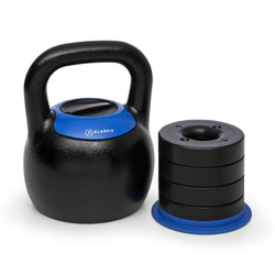 KLARFIT Adjustabell, podesivi kettlebell, 16/18/20/22/24 kg, crni/plavi