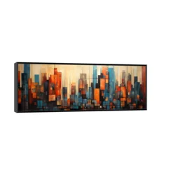 Canvas Slika na platnu Šareni grad, 120x40 cm, Sa ramom, Crna