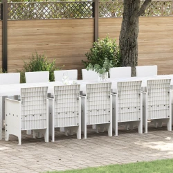 Vidaxl Komplet za jedilnico v vrtu 17 pcs Bela Polt rattan