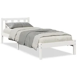 Vidaxl Daljši posteljni okvir brez vzmetnice bel 80x220 cm borovina