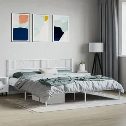 Metalni okvir za krevet s uzglavljem bijeli 193x203 cm