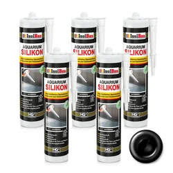 IsolBau črni silikon za akvarij 5 x 300 ml
