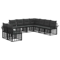 Set vanjskih sofa 9 pcs Crna i tamno siva Poliester