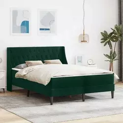 Okvir kreveta s madracem Tamnozelena 140 x 190 cm Baršun