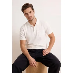 Trendyol Muška majica Tmnss26Po00018, Krem