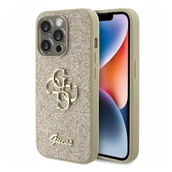 GUESS Maska za telefon iPhone 15 Pro 6.1 GUHCP15LHG4SGD, Glitter, Zlatna