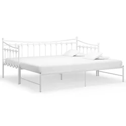 Vidaxl Izvlečni posteljni okvir bel iz kovine 90x200 cm
