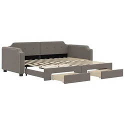 Vidaxl Izvlečna dnevna postelja s predali taupe 80x200 cm blago