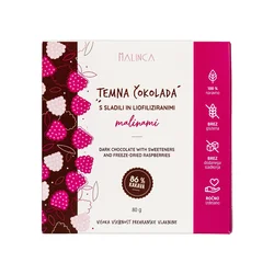 Temna čokolada s stevijo - malina 80g
