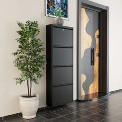 HANAH HOME Ormar za cipele Locking 4 Piece Metal Black