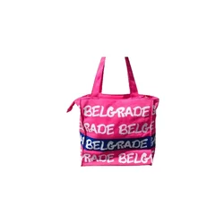 SERBIA ART Ženska mini torba Belgrade Roze, Plavi okivir